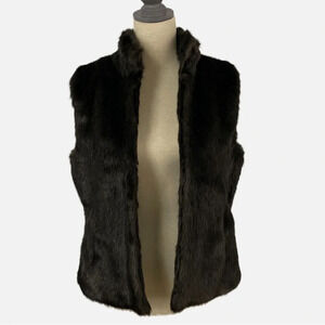 Edit by Jeanne Beker Faux Fur Vest Dark Brown Size Medium Retro Streetwear